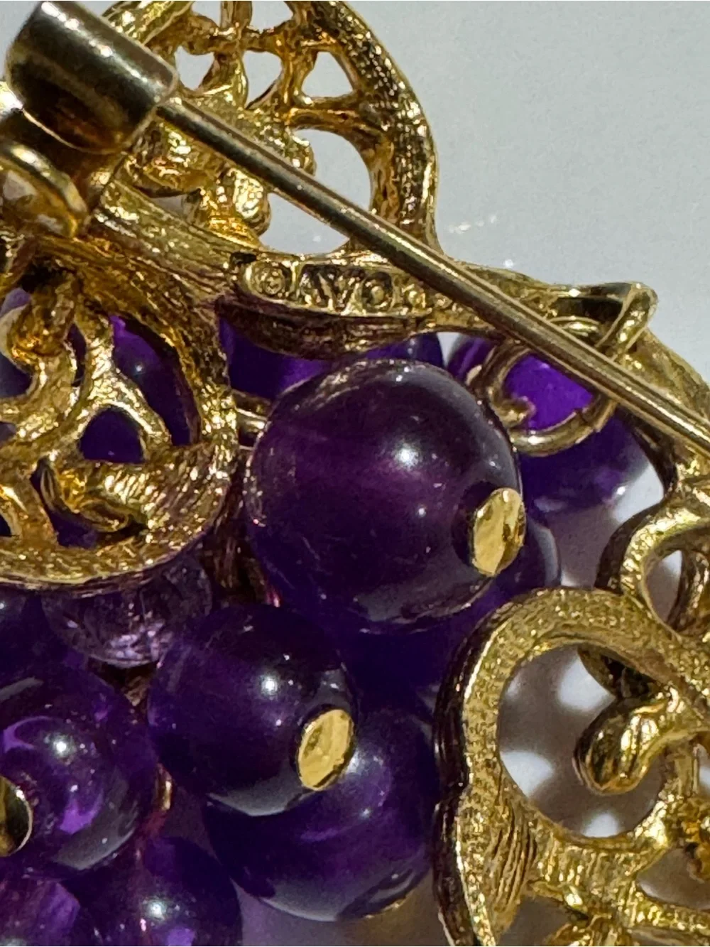 Vintage Avon “Fall Grapes” Purple Lucite Brooch